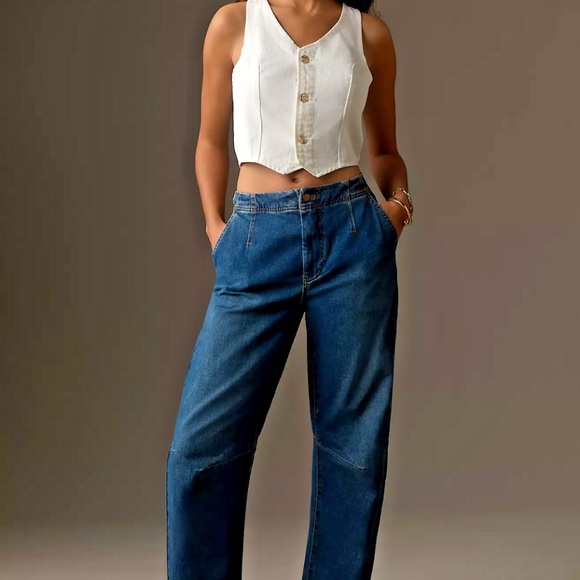 Pilcro Anthropologie The Leni Mid-RIse Tapered Barrel Jeans Size 27 - Picture 1 of 9